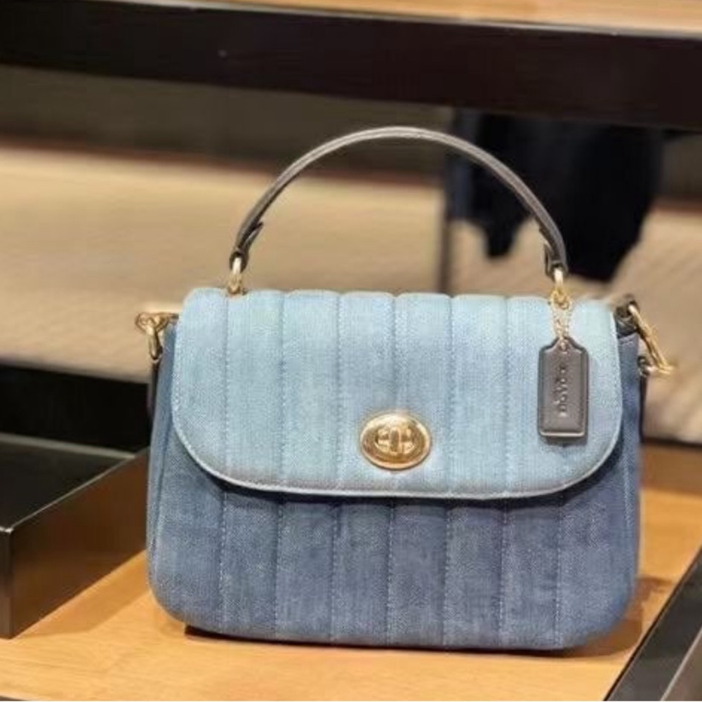 Coach Marlie top handle denim bag